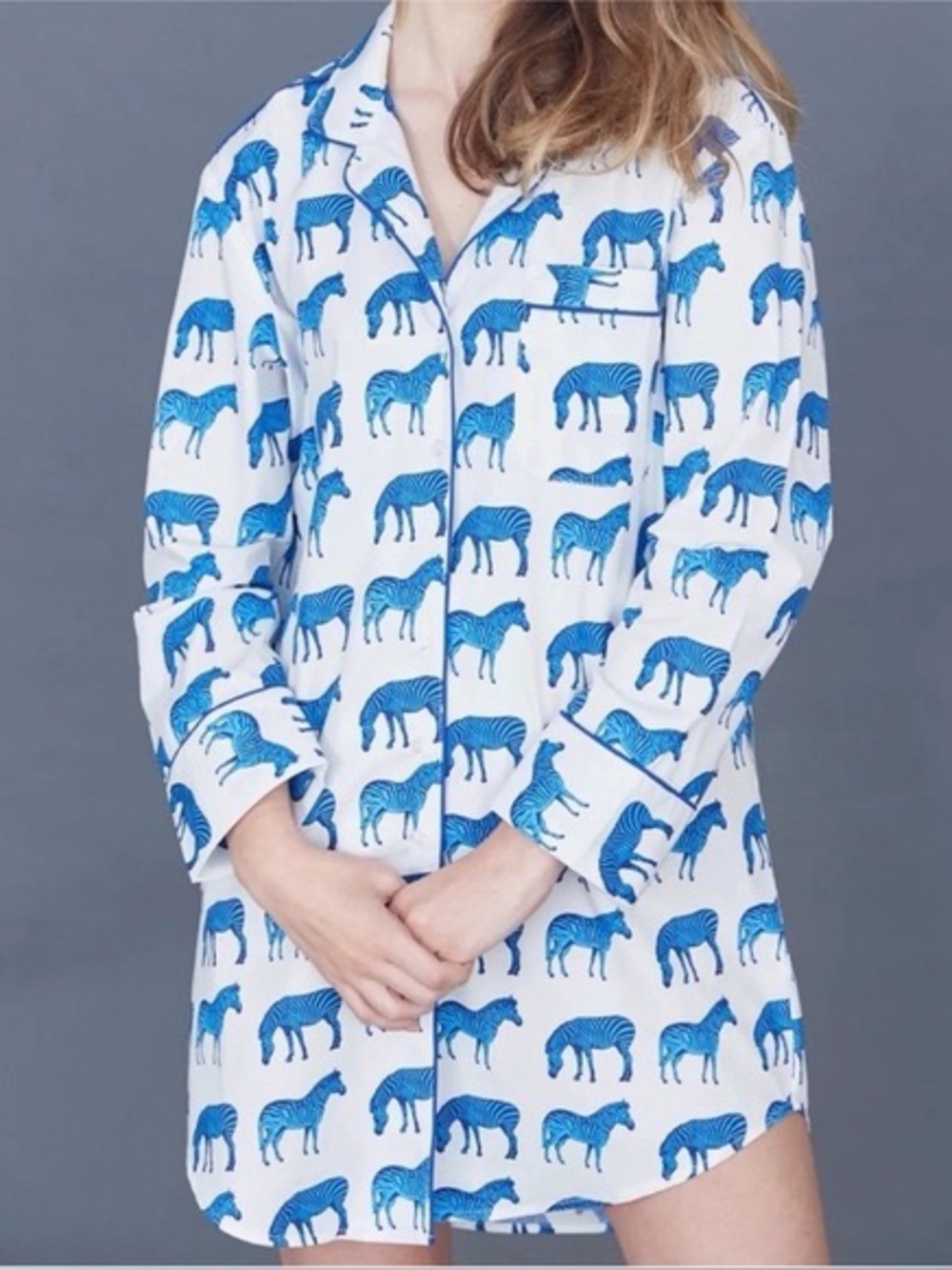August Morgan Blue Zebra Night Dress